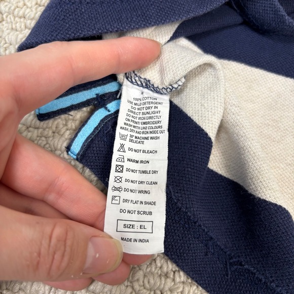 United Colors of Benetton Men's Rugby Stripe‎ Polo Shirt, XL, Navy - Picture 7 of 12